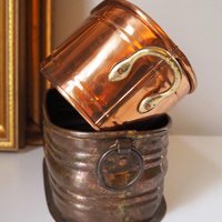 Vintage copper planters | Set of two mismatched copper planters | Vintage planters | Oblong copper planters | Vintage copper pots