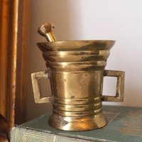 Vintage brass mortar and pestle | Vintage brass mortar | Small brass mortar