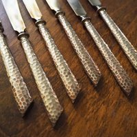 Set of six vintage fruit knives | Vintage fruit knives | Midcentury fruit knives | Silver plated fruit knives