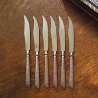 Set of six vintage fruit knives | Vintage fruit knives | Midcentury fruit knives | Silver plated fruit knives