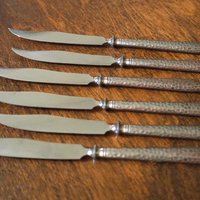 Set of six vintage fruit knives | Vintage fruit knives | Midcentury fruit knives | Silver plated fruit knives
