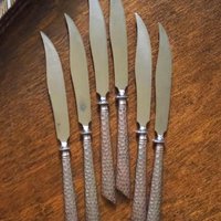 Set of six vintage fruit knives | Vintage fruit knives | Midcentury fruit knives | Silver plated fruit knives