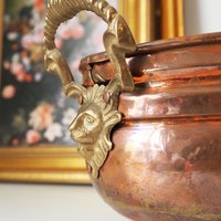 Vintage copper planter | Large copper planter | Oval copper planter | Vintage copper pot | Lion handle copper planter