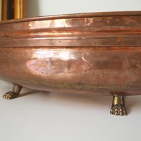 Vintage copper planter | Large copper planter | Oval copper planter | Vintage copper pot | Lion handle copper planter