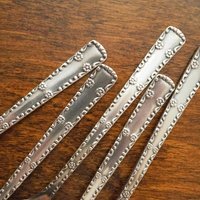 Set of five vintage teaspoons | Vintage alpacca silver teaspoons | Large teaspoons | Ornate teaspoons | USSR teaspoons
