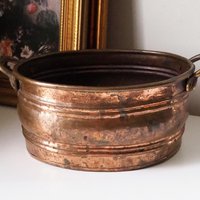 Vintage copper planter | Large copper planter | Oval copper planter | Vintage copper pot