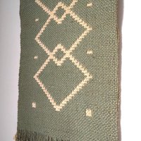 Vintage wall hanging | Mint green and white wall hanging | Geometric wall hanging | Scandinavian woven textile | Made in Finland