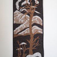 Vintage wall hanging | Long wall hanging | Vintage nature wall hanging | Scandinavian woven textile | Made in Finland