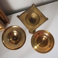 Set of three mismatched vintage candlestick holders | Brass candlestick holders | Vintage brass candle holders | Mismatched candle holders