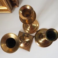 Set of three mismatched vintage candlestick holders | Brass candlestick holders | Vintage brass candle holders | Mismatched candle holders