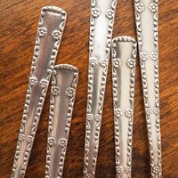 Set of five vintage teaspoons | Vintage alpacca silver teaspoons | Large teaspoons | Ornate teaspoons | USSR teaspoons