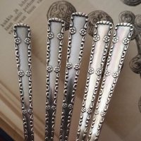 Set of five vintage teaspoons | Vintage alpacca silver teaspoons | Large teaspoons | Ornate teaspoons | USSR teaspoons