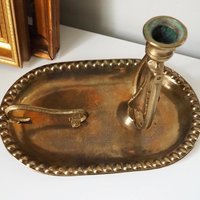 Vintage gimbal candlestick holder | Gimbal brass candlestick holder | Antique brass candle holder | Vintage ship candlestick holder