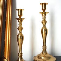 Vintage brass candlestick holders | Matching vintage candlestick holders | Brass candlestick holders | Tall brass candlestick holders