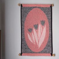 Vintage wall hanging | Pink floral wall hanging | Vintage floral wall hanging | Scandinavian woven textile | Made in Finland