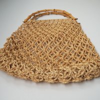 Vintage macrame bag | Bamboo and jute bag | Vintage bag with bamboo handles | Boho vintage bag | Macrame bag with bamboo handles