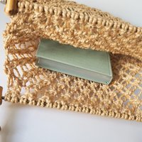 Vintage macrame bag | Bamboo and jute bag | Vintage bag with bamboo handles | Boho vintage bag | Macrame bag with bamboo handles