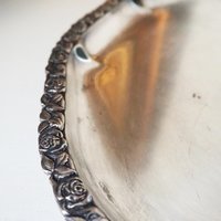 Vintage alpacca silver tray | Oval vintage tray | Large vintage serving tray | Alpacca silver serving platter | Oval silver tray