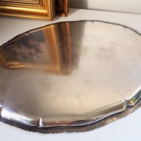 Vintage alpacca silver tray | Oval vintage tray | Large vintage serving tray | Alpacca silver serving platter | Oval silver tray