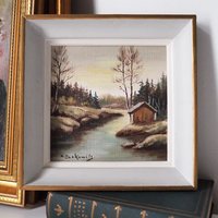Vintage painting | Vintage scenery painting | Finnish scenery wall art | Framed vintage art | Small vintage painting | Vintage wall art