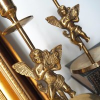 Vintage angel candlestick holders | Matching vintage candlestick holders | Brass candlestick holders | Angel brass candlestick holders