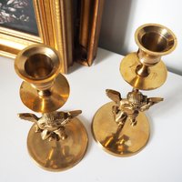 Vintage angel candlestick holders | Matching vintage candlestick holders | Brass candlestick holders | Angel brass candlestick holders