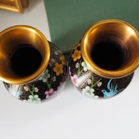 Vintage Cloisonné vase set | Mirrored pair of Cloisonné vases | Vintage vases | Cloisonné vases | Matching Cloisonné vases