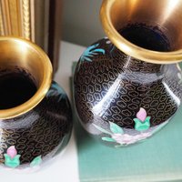 Vintage Cloisonné vase set | Mirrored pair of Cloisonné vases | Vintage vases | Cloisonné vases | Matching Cloisonné vases