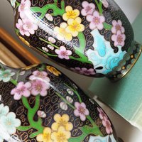 Vintage Cloisonné vase set | Mirrored pair of Cloisonné vases | Vintage vases | Cloisonné vases | Matching Cloisonné vases