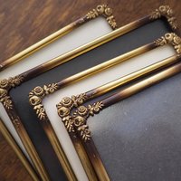 Set of five vintage photo frames | Set of five floral vintage frames | Vintage brass picture frames | Vintage brass frame set