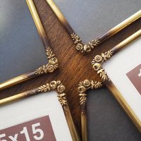 Set of five vintage photo frames | Set of five floral vintage frames | Vintage brass picture frames | Vintage brass frame set