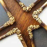 Set of five vintage photo frames | Set of five floral vintage frames | Vintage brass picture frames | Vintage brass frame set