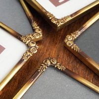Set of five vintage photo frames | Set of five floral vintage frames | Vintage brass picture frames | Vintage brass frame set