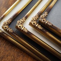Set of five vintage photo frames | Set of five floral vintage frames | Vintage brass picture frames | Vintage brass frame set
