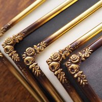Set of five vintage photo frames | Set of five floral vintage frames | Vintage brass picture frames | Vintage brass frame set