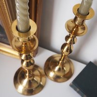 Vintage brass candlestick holders | Matching vintage candlestick holders | Brass candlestick holders | Tall brass candlestick holders