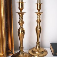 Vintage brass candlestick holders | Matching vintage candlestick holders | Brass candlestick holders | Tall brass candlestick holders