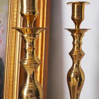 Vintage brass candlestick holders | Matching vintage candlestick holders | Brass candlestick holders | Tall brass candlestick holders
