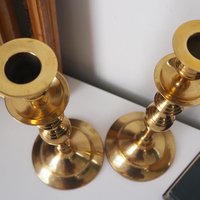 Vintage brass candlestick holders | Matching vintage candlestick holders | Brass candlestick holders | Tall brass candlestick holders