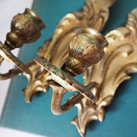Pair of vintage candle sconces | Vintage wall sconces | Vintage candle sconces | Wall candle sconce pair
