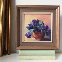 Vintage painting | Vintage flower painting | Finnish floral wall art | Framed vintage art | Small vintage painting | Vintage wall art