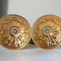 Vintage candlestick holder pair | Gold plated crystal candlestick holders | Ornate candlestick holders | Crystal candlestick holders