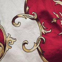 Vintage silk scarf | Baroque silk scarf | Large vintage silk scarf | Red, white and yellow silk scarf | Hand-rolled silk scarf