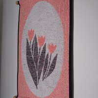 Vintage wall hanging | Pink floral wall hanging | Vintage floral wall hanging | Scandinavian woven textile | Made in Finland