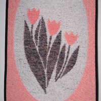 Vintage wall hanging | Pink floral wall hanging | Vintage floral wall hanging | Scandinavian woven textile | Made in Finland