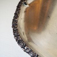 Vintage alpacca silver tray | Oval vintage tray | Large vintage serving tray | Alpacca silver serving platter | Oval silver tray