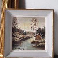 Vintage painting | Vintage scenery painting | Finnish scenery wall art | Framed vintage art | Small vintage painting | Vintage wall art