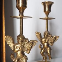 Vintage angel candlestick holders | Matching vintage candlestick holders | Brass candlestick holders | Angel brass candlestick holders