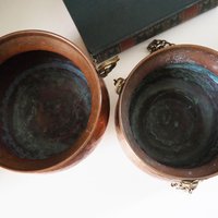 Set of two vintage copper planters | Mismatched copper planters | Round copper planters | Vintage copper planters | Hanging planter