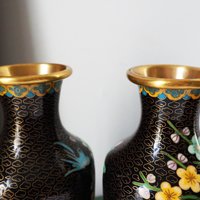 Vintage Cloisonné vase set | Mirrored pair of Cloisonné vases | Vintage vases | Cloisonné vases | Matching Cloisonné vases